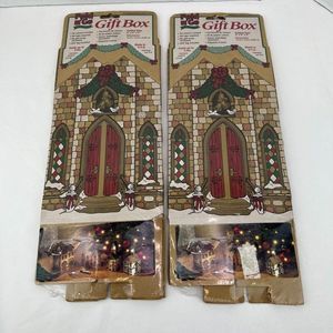 Vintage Two Fold N' Go Christmas Village Church 1996 Gift Box 6" X 6" X 9"